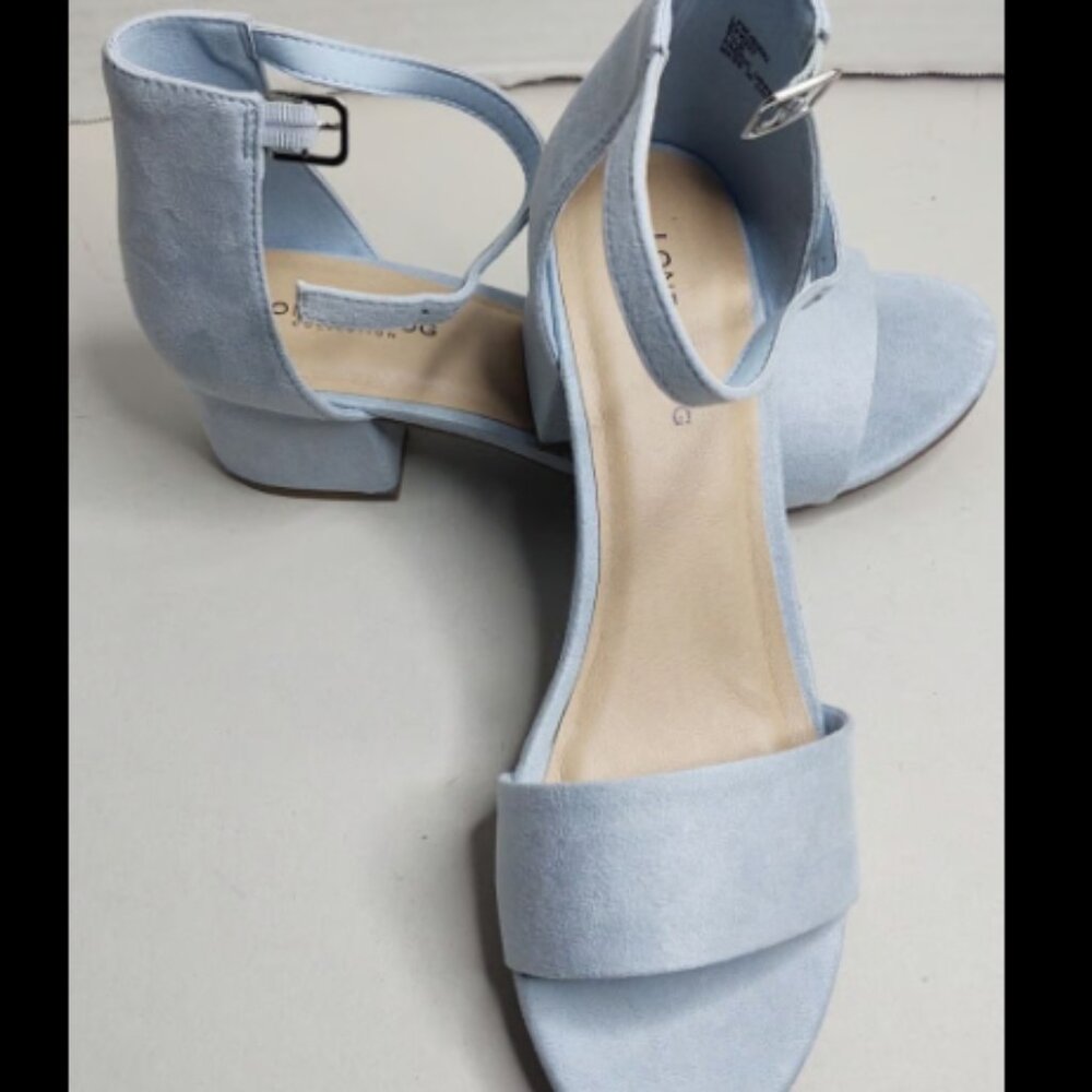 LONDON FOG Women's Nikki Low Two Piece Block Heel Dress Shoe 7.5M Ankle Strap.